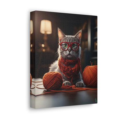 Knitting Kitty Canvas Gallery Wrap