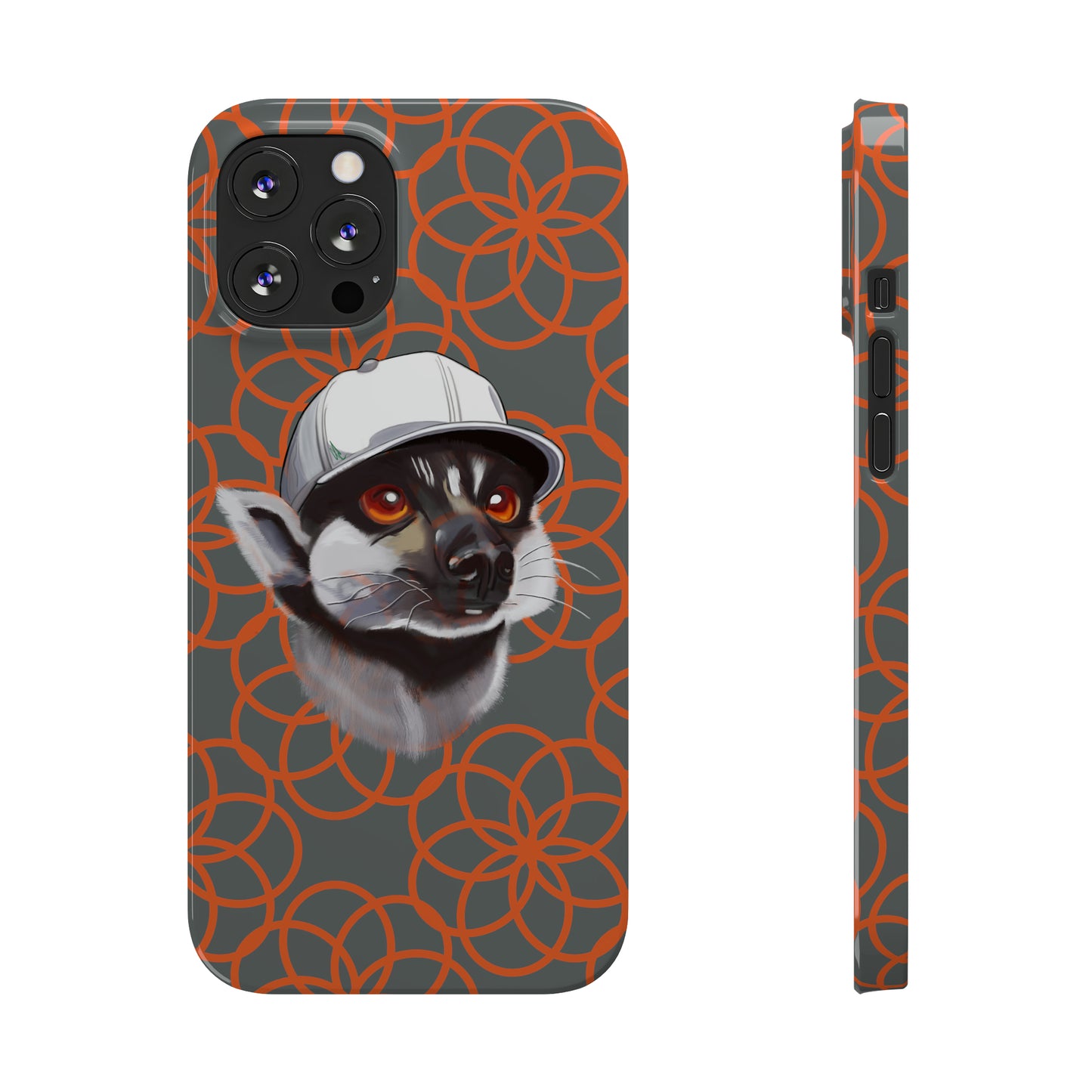 Lemur Elegance Slim iPhone Case - Hand-Drawn Artistry with Wireless Charging Support