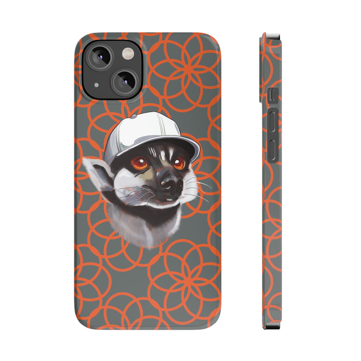 Lemur Elegance Slim iPhone Case - Hand-Drawn Artistry with Wireless Charging Support