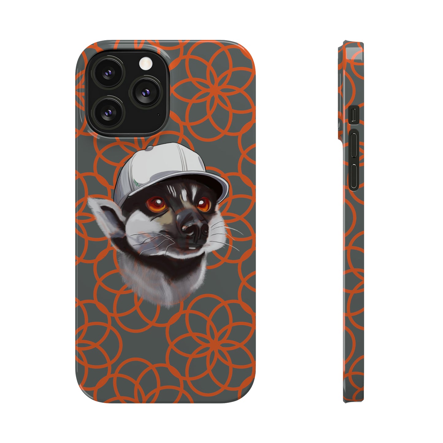 Lemur Elegance Slim iPhone Case - Hand-Drawn Artistry with Wireless Charging Support