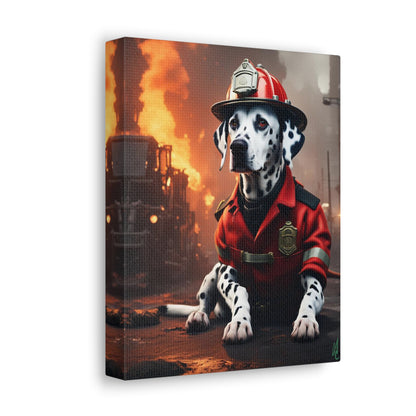 Firefighter Dalmatian Canvas Wrap - Heroic Charm for Your Wall