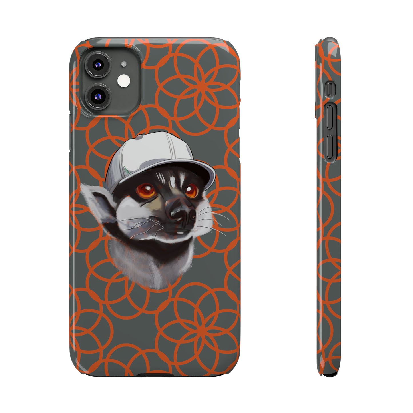 Lemur Elegance Slim iPhone Case - Hand-Drawn Artistry with Wireless Charging Support