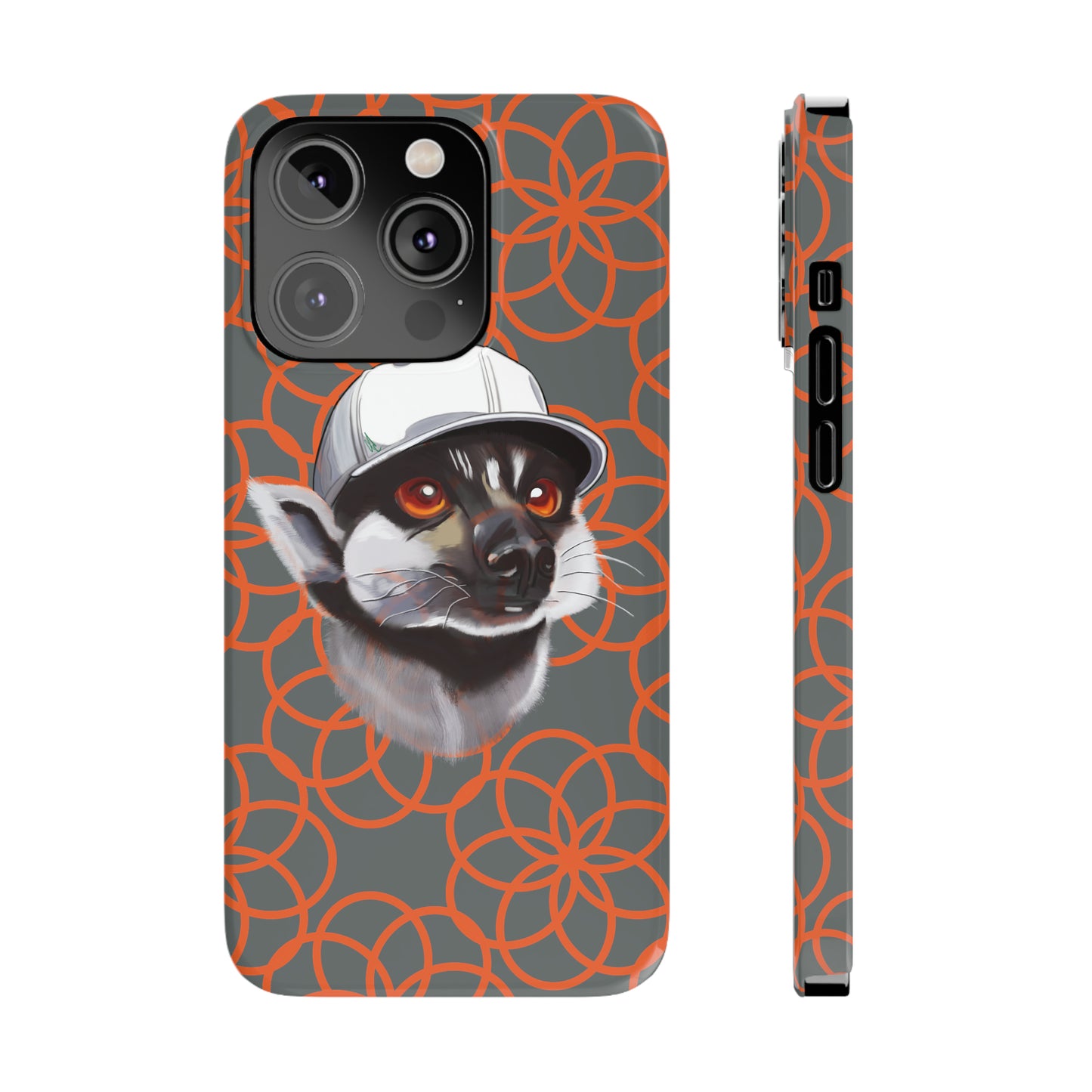 Lemur Elegance Slim iPhone Case - Hand-Drawn Artistry with Wireless Charging Support