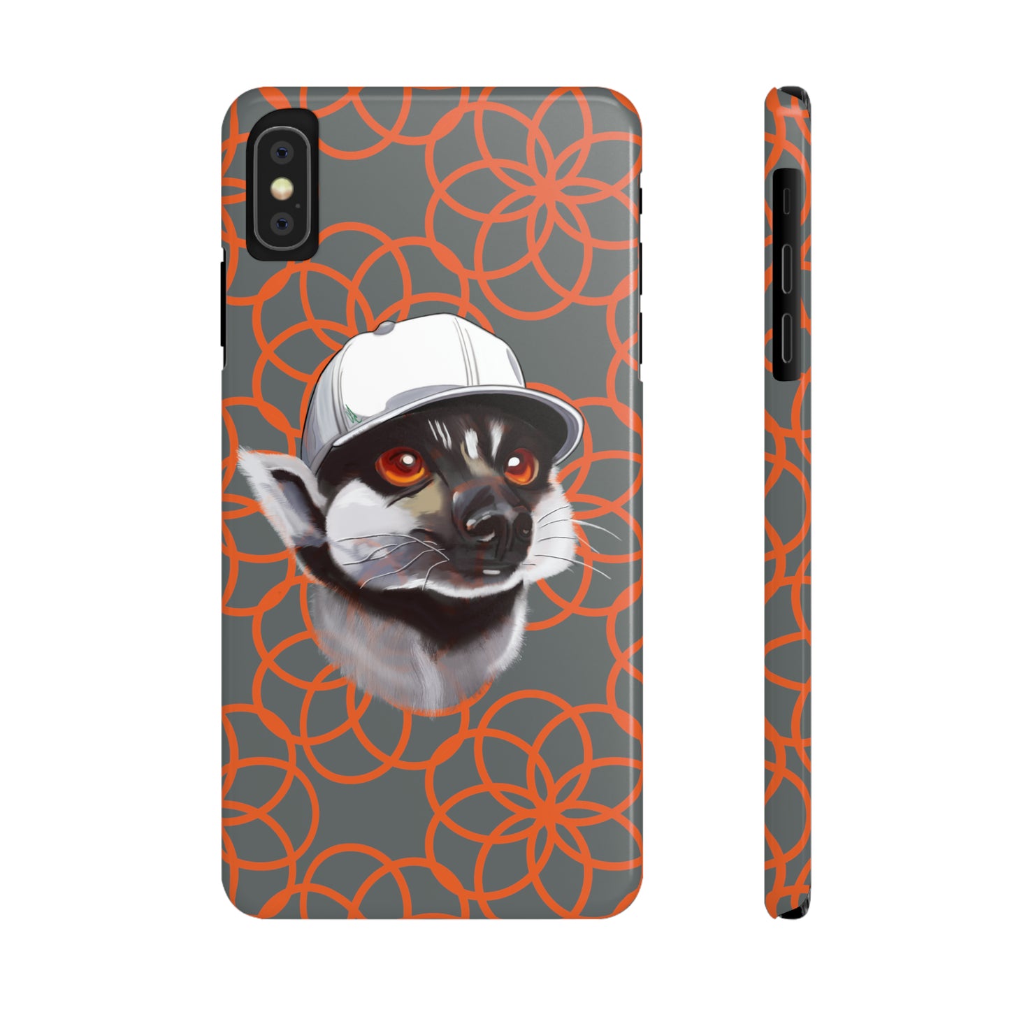 Lemur Elegance Slim iPhone Case - Hand-Drawn Artistry with Wireless Charging Support