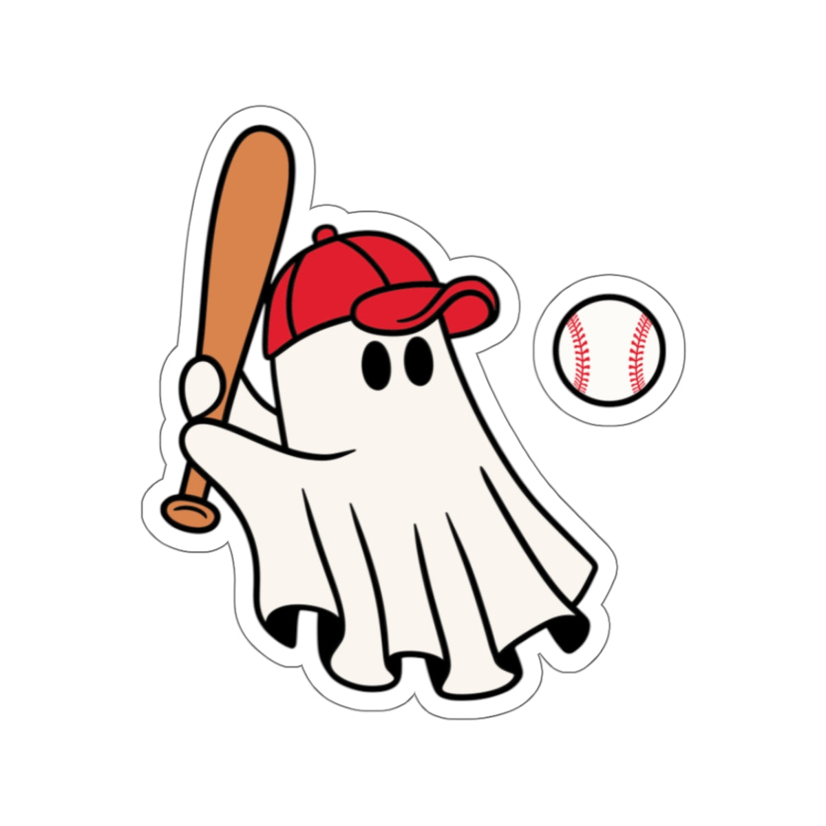 Ghost Baseball Kiss-Cut Sticker