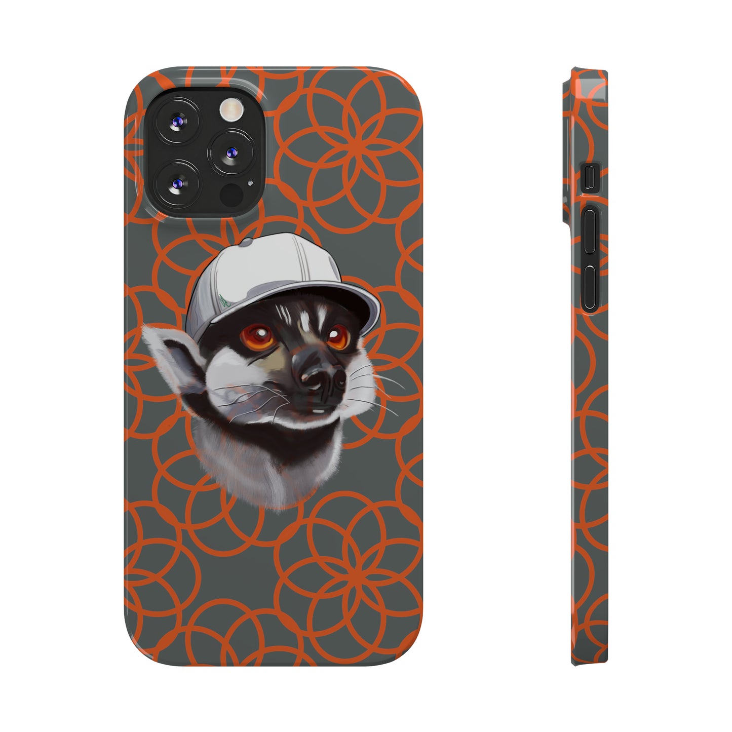 Lemur Elegance Slim iPhone Case - Hand-Drawn Artistry with Wireless Charging Support