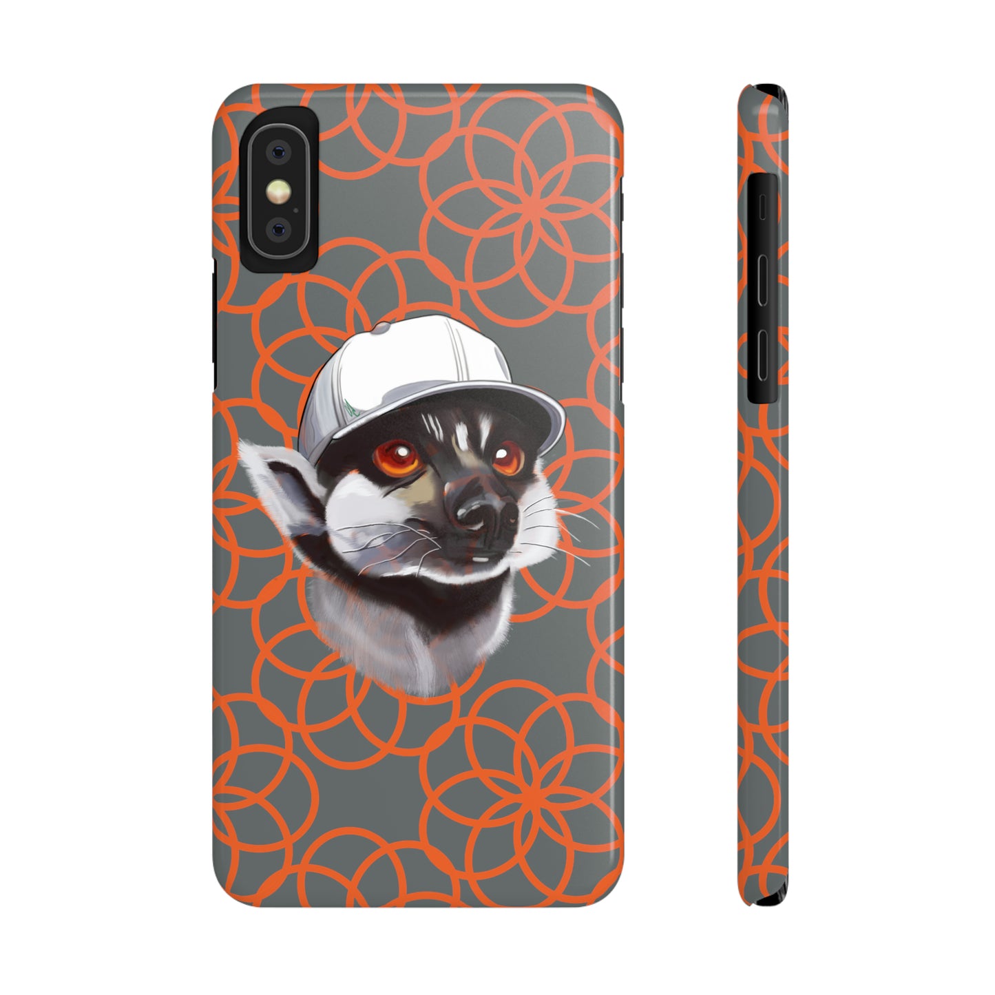 Lemur Elegance Slim iPhone Case - Hand-Drawn Artistry with Wireless Charging Support