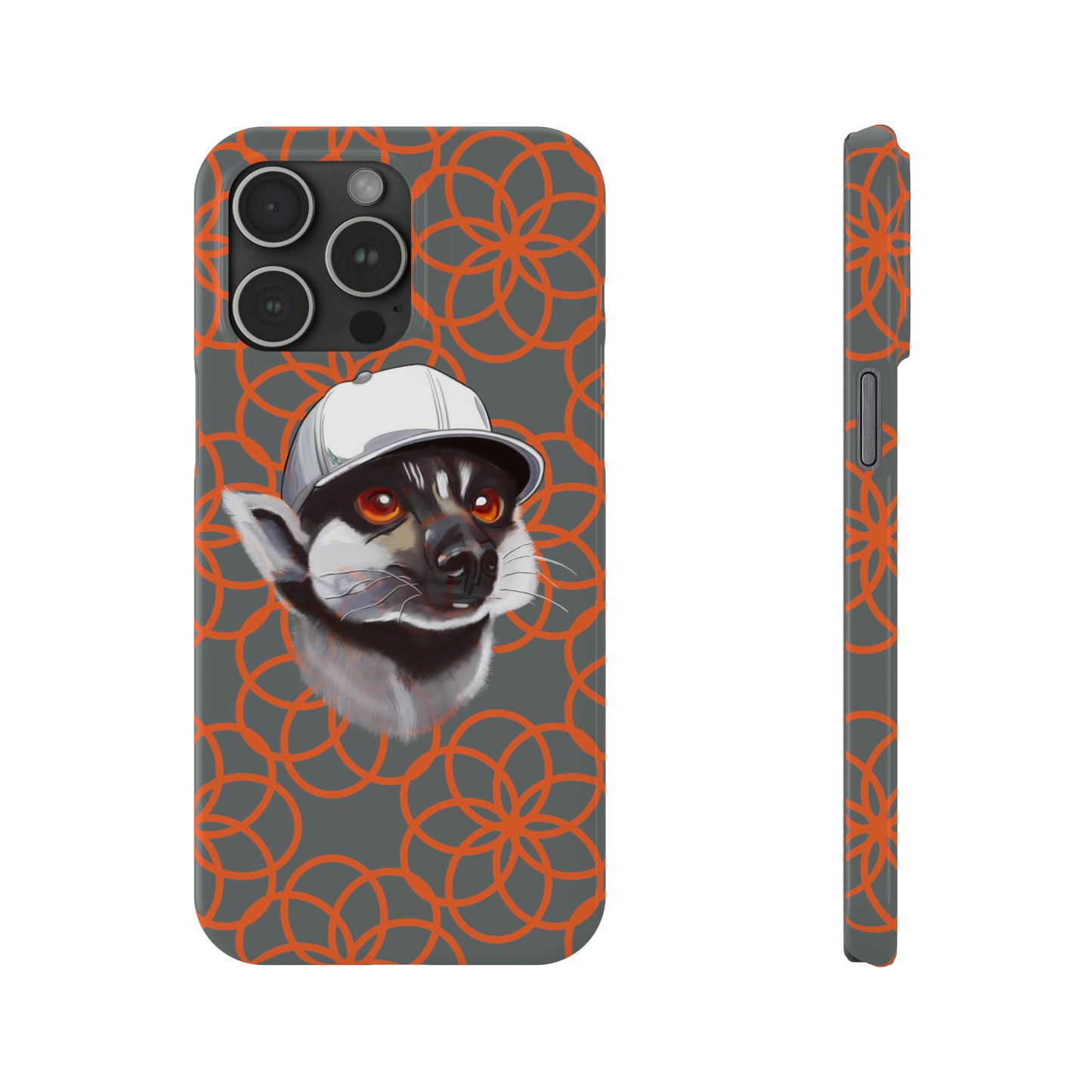 Lemur Elegance Slim iPhone Case - Hand-Drawn Artistry with Wireless Charging Support