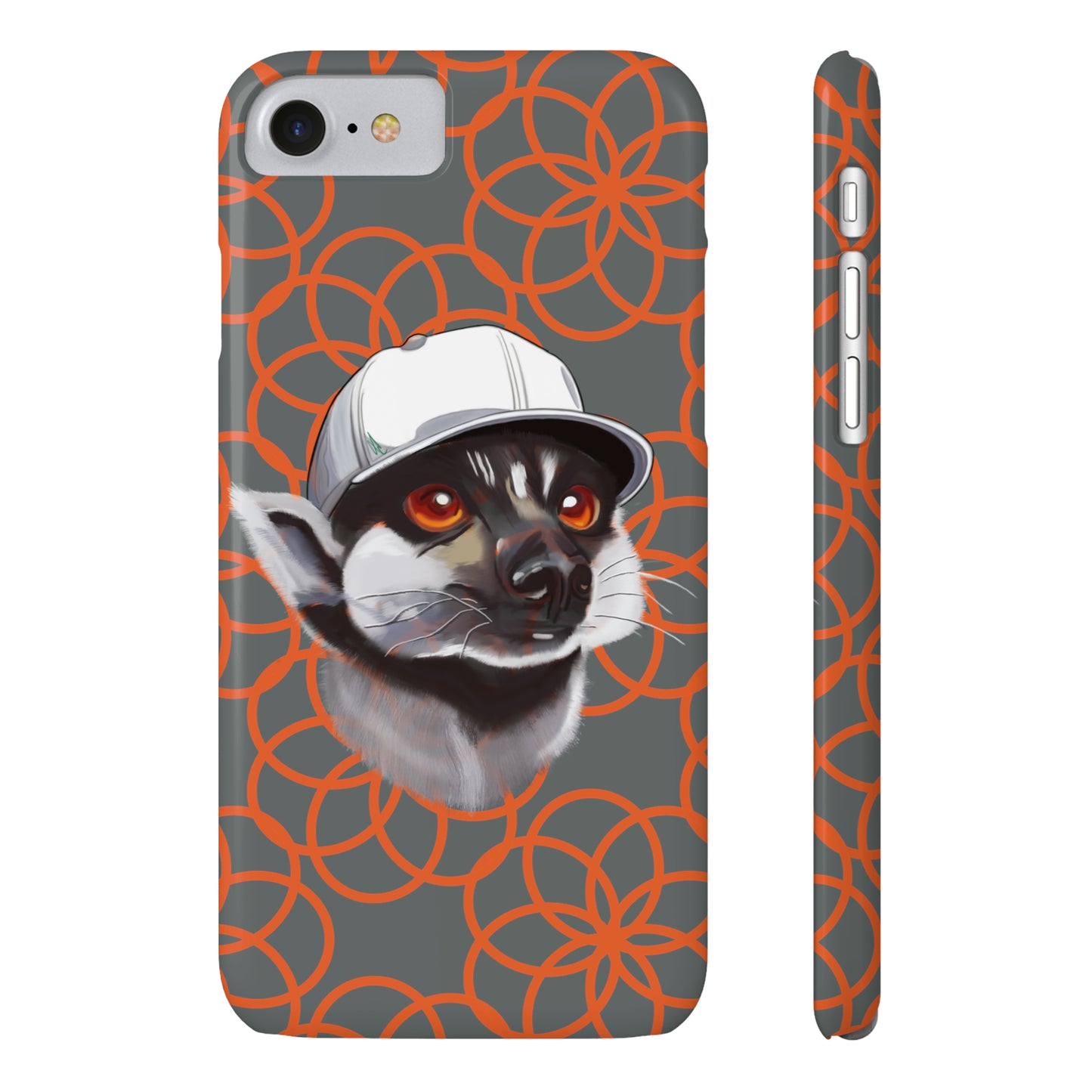 Lemur Elegance Slim iPhone Case - Hand-Drawn Artistry with Wireless Charging Support