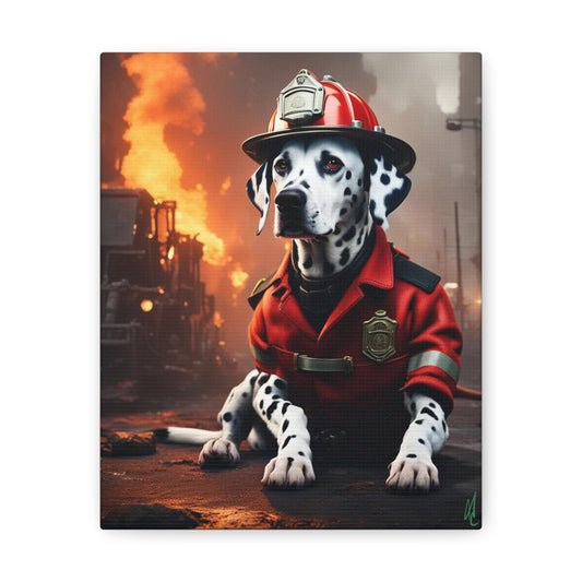 Firefighter Dalmatian Canvas Wrap - Heroic Charm for Your Wall