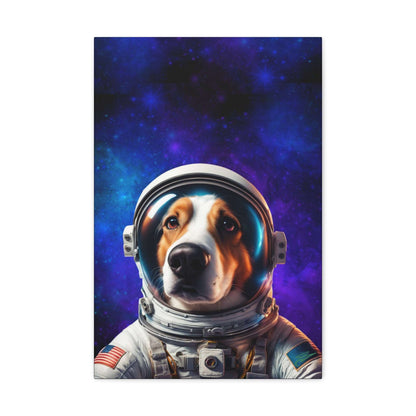 Starry Paws: Astronaut Dog in Space Canvas Print