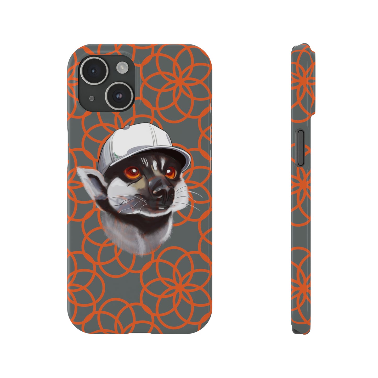 Lemur Elegance Slim iPhone Case - Hand-Drawn Artistry with Wireless Charging Support