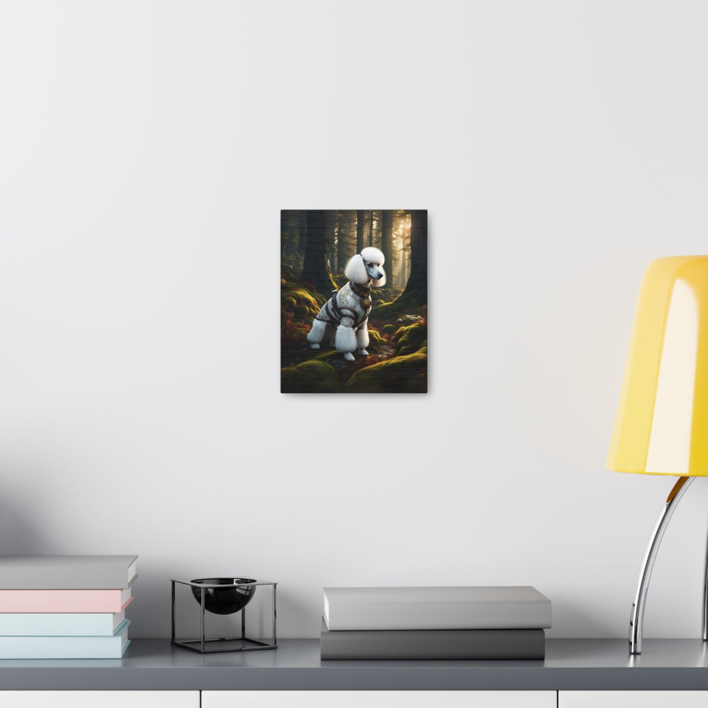 White Poodle In The Forest Canvas Gallery Wrap