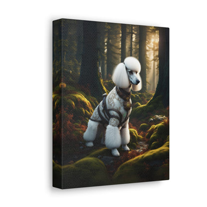 White Poodle In The Forest Canvas Gallery Wrap