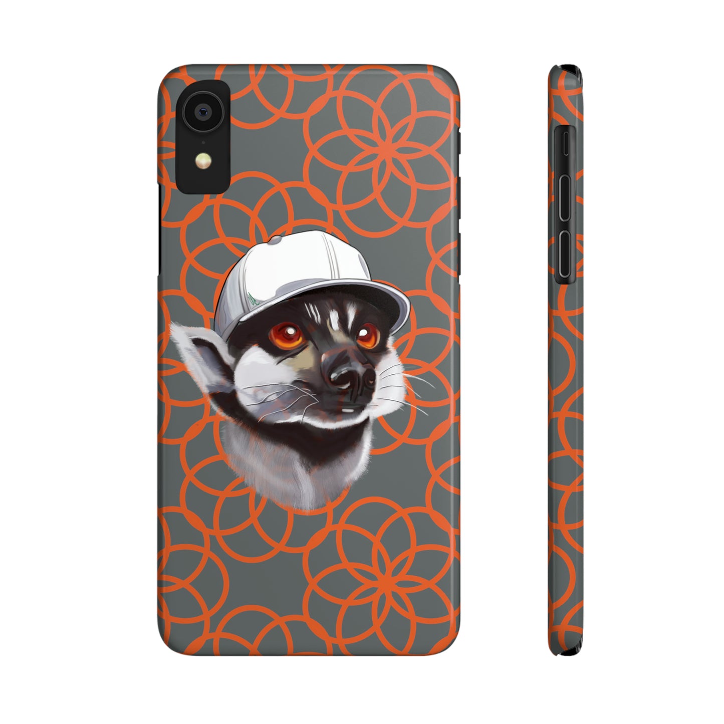 Lemur Elegance Slim iPhone Case - Hand-Drawn Artistry with Wireless Charging Support