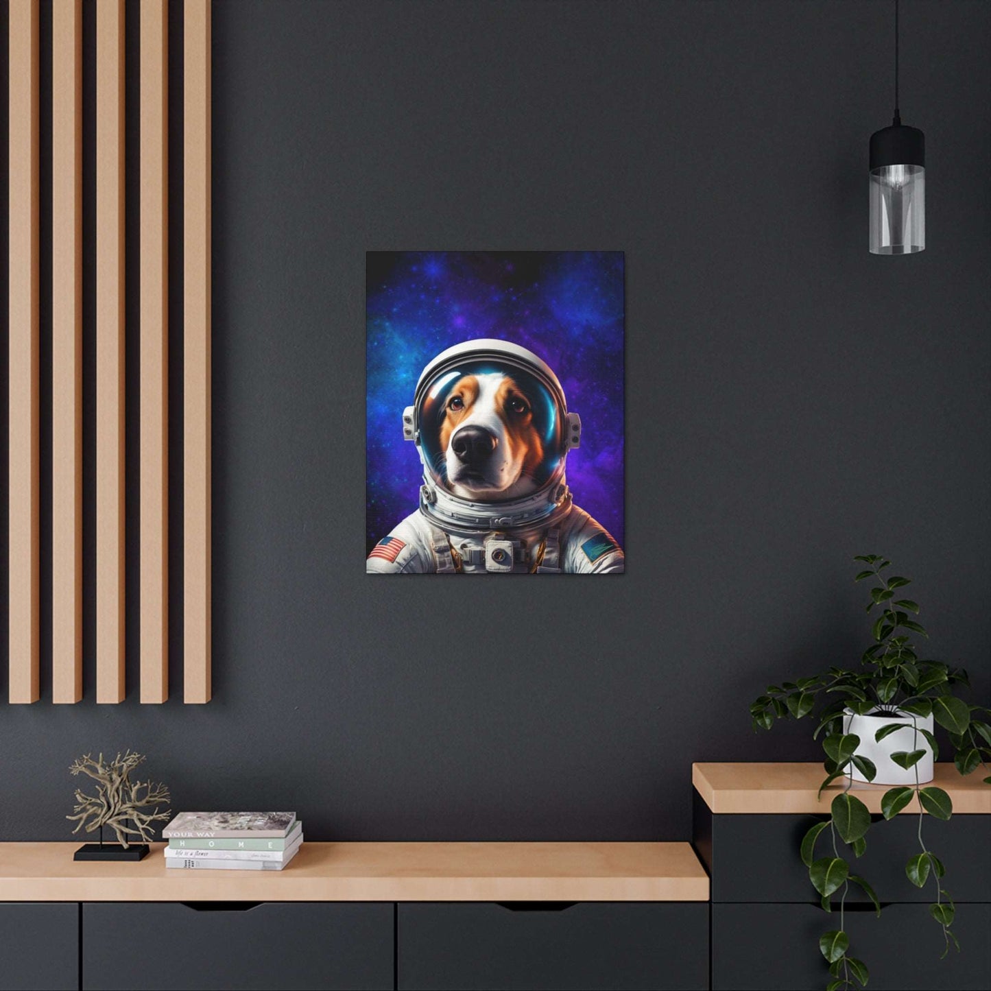 Starry Paws: Astronaut Dog in Space Canvas Print