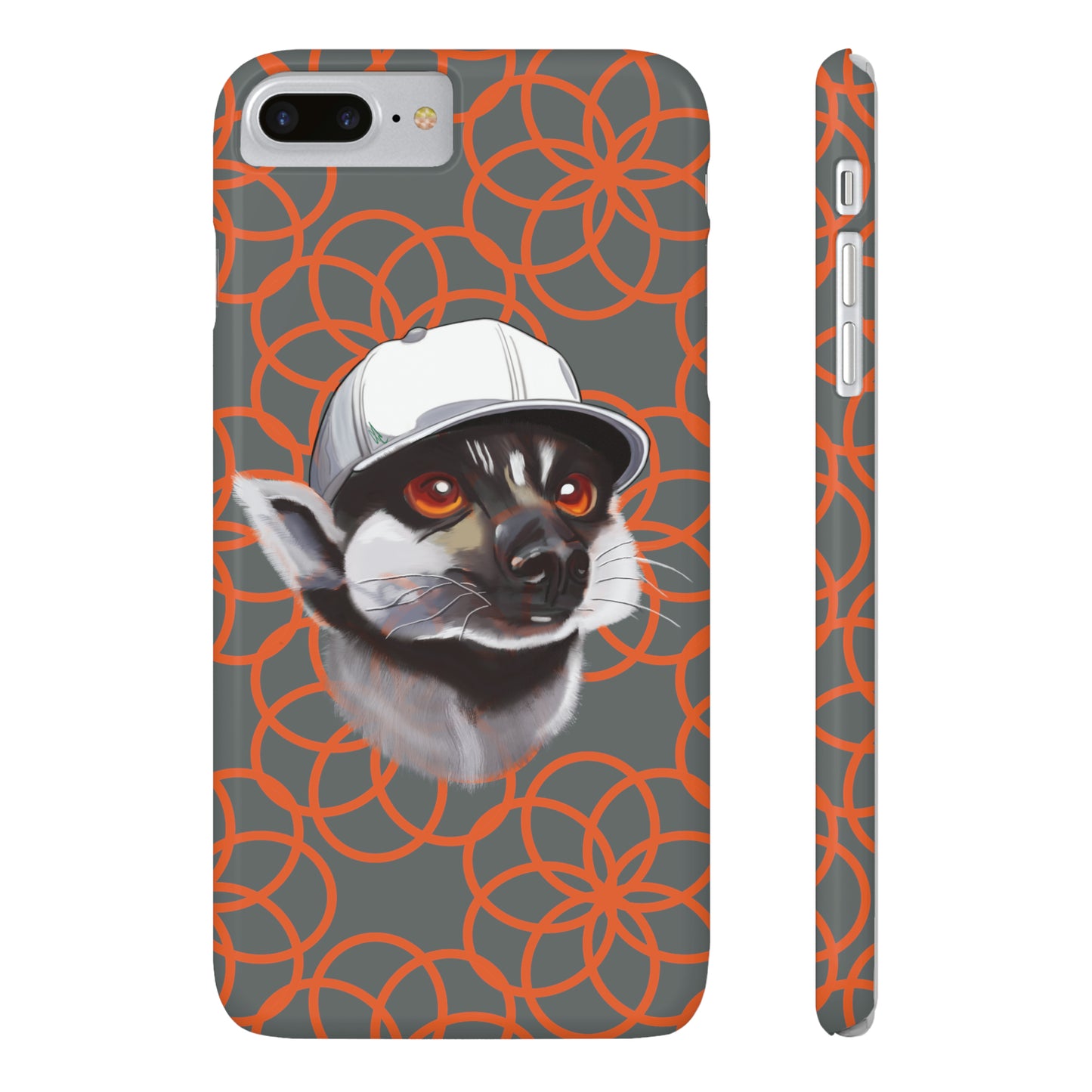 Lemur Elegance Slim iPhone Case - Hand-Drawn Artistry with Wireless Charging Support