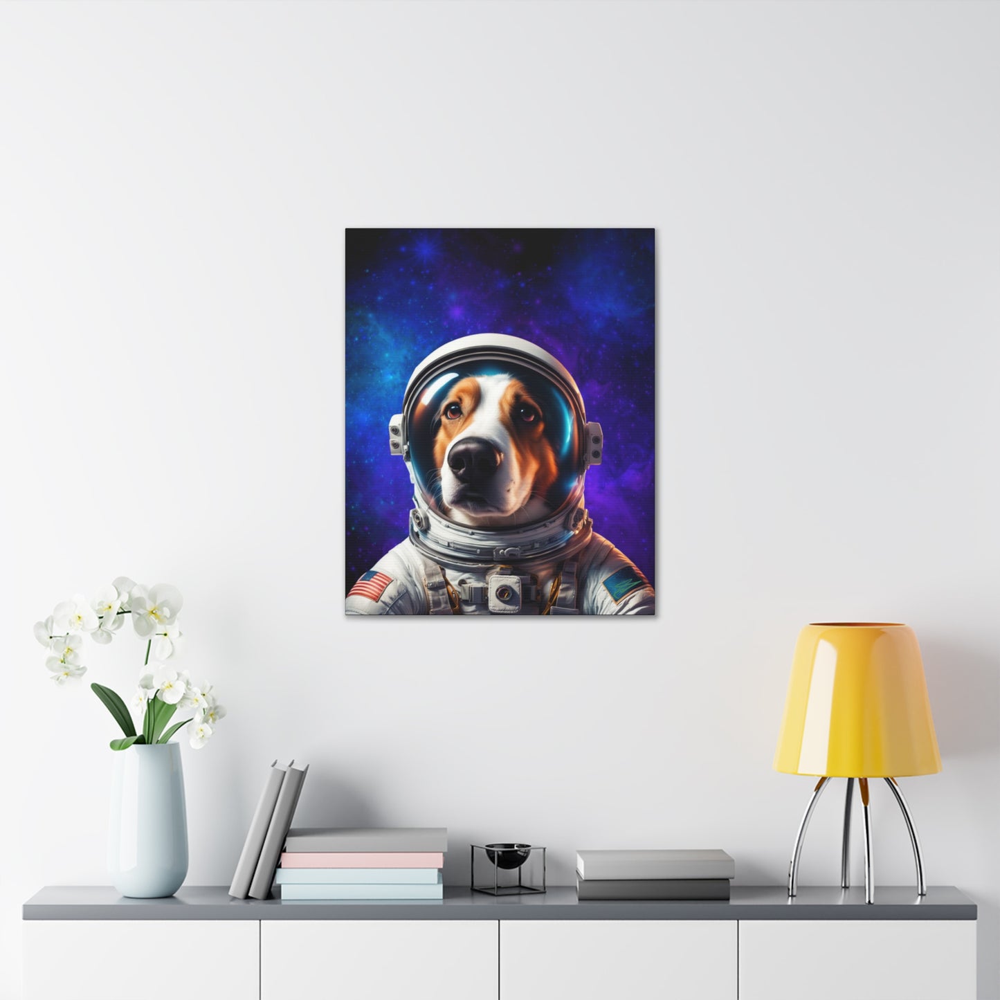 Starry Paws: Astronaut Dog in Space Canvas Print