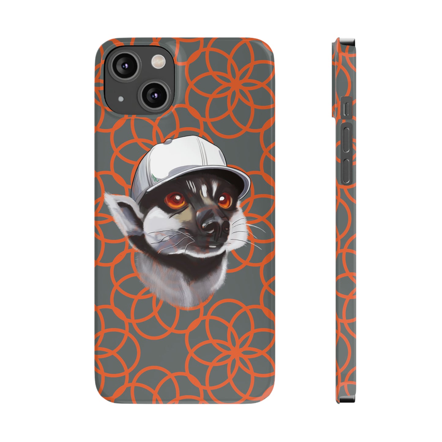 Lemur Elegance Slim iPhone Case - Hand-Drawn Artistry with Wireless Charging Support