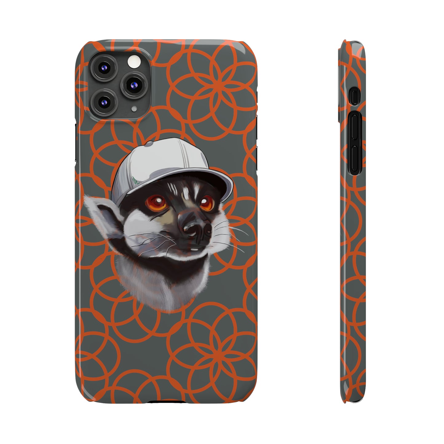 Lemur Elegance Slim iPhone Case - Hand-Drawn Artistry with Wireless Charging Support