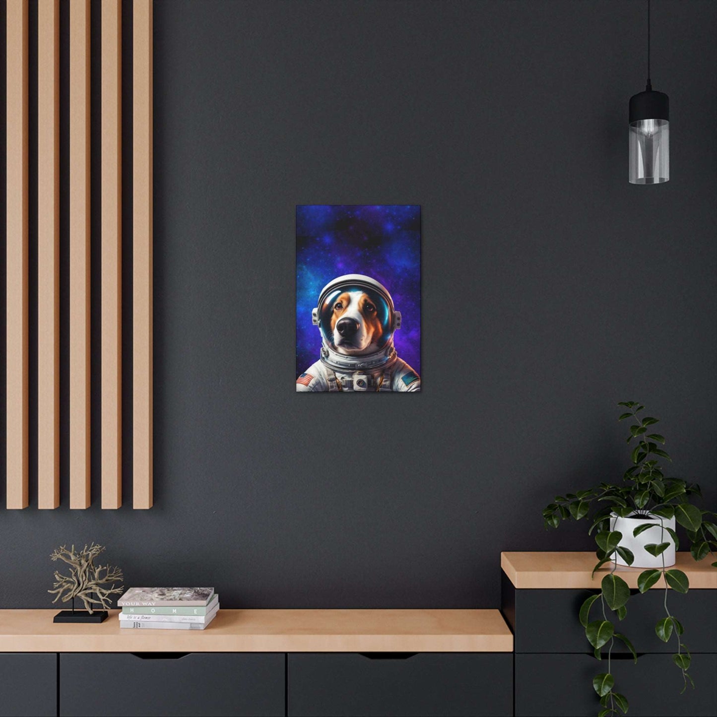 Starry Paws: Astronaut Dog in Space Canvas Print