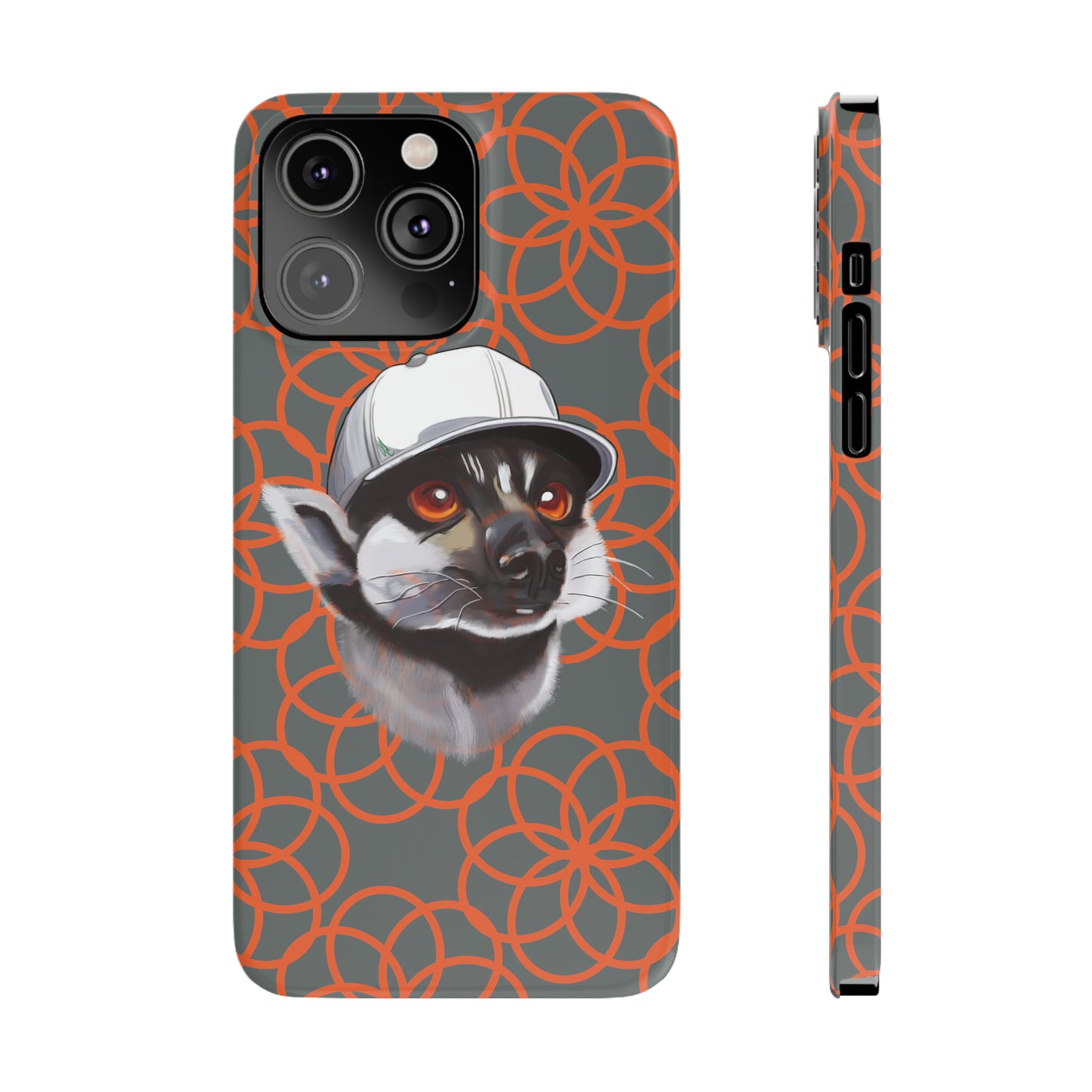 Lemur Elegance Slim iPhone Case - Hand-Drawn Artistry with Wireless Charging Support