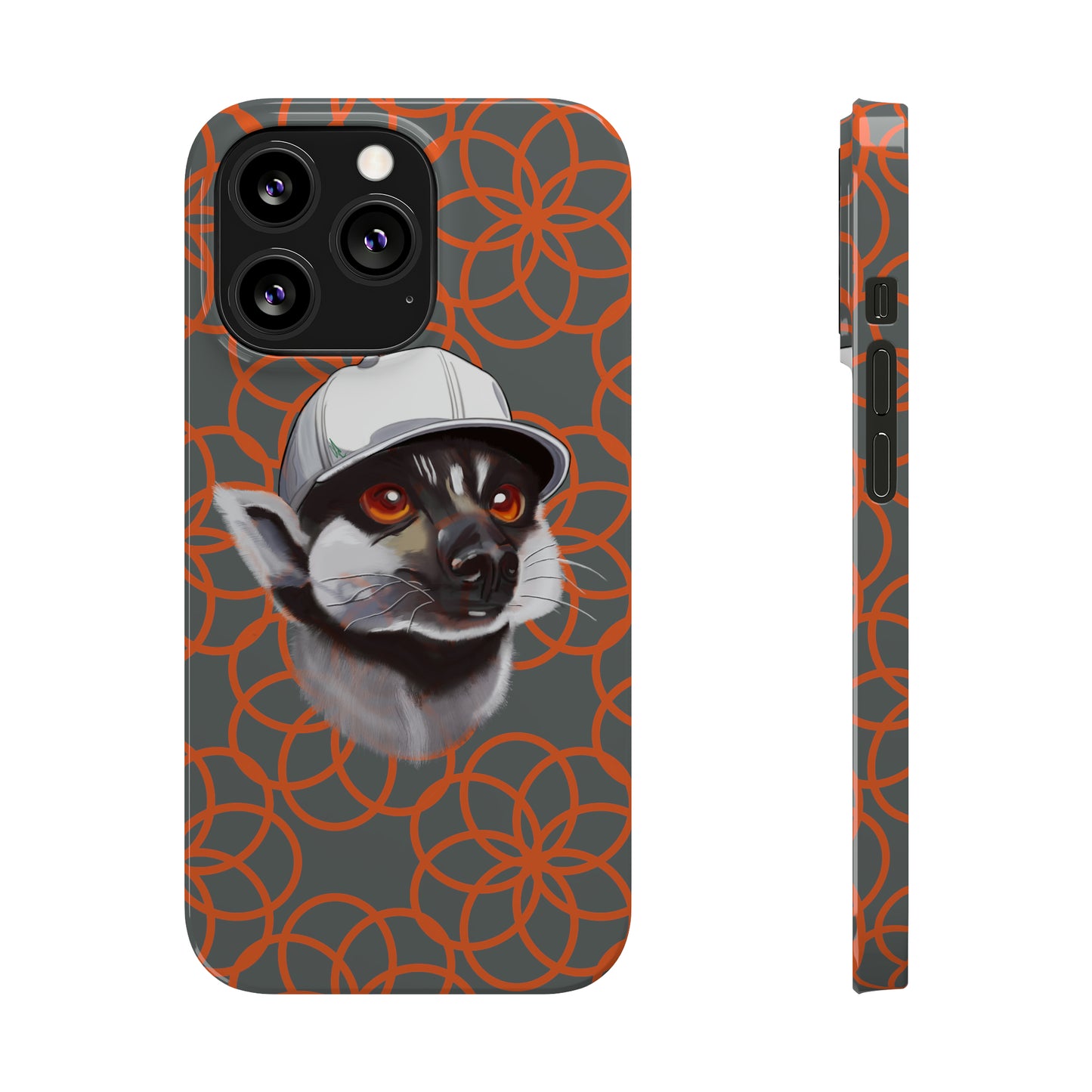 Lemur Elegance Slim iPhone Case - Hand-Drawn Artistry with Wireless Charging Support