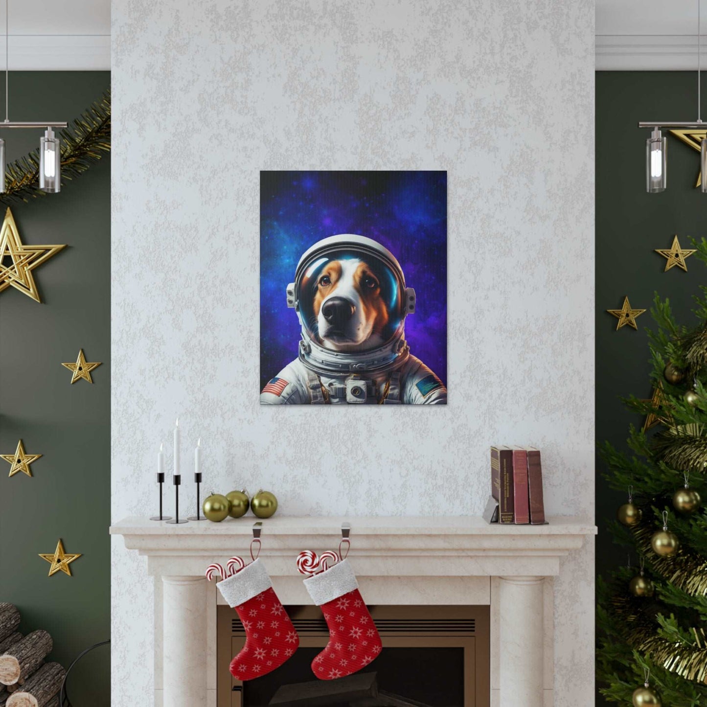 Starry Paws: Astronaut Dog in Space Canvas Print