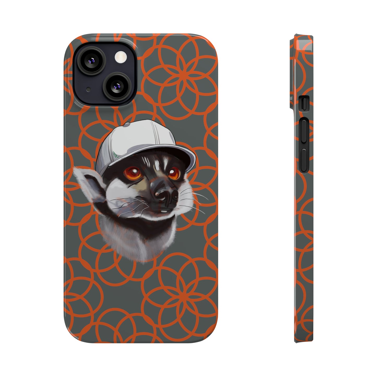 Lemur Elegance Slim iPhone Case - Hand-Drawn Artistry with Wireless Charging Support