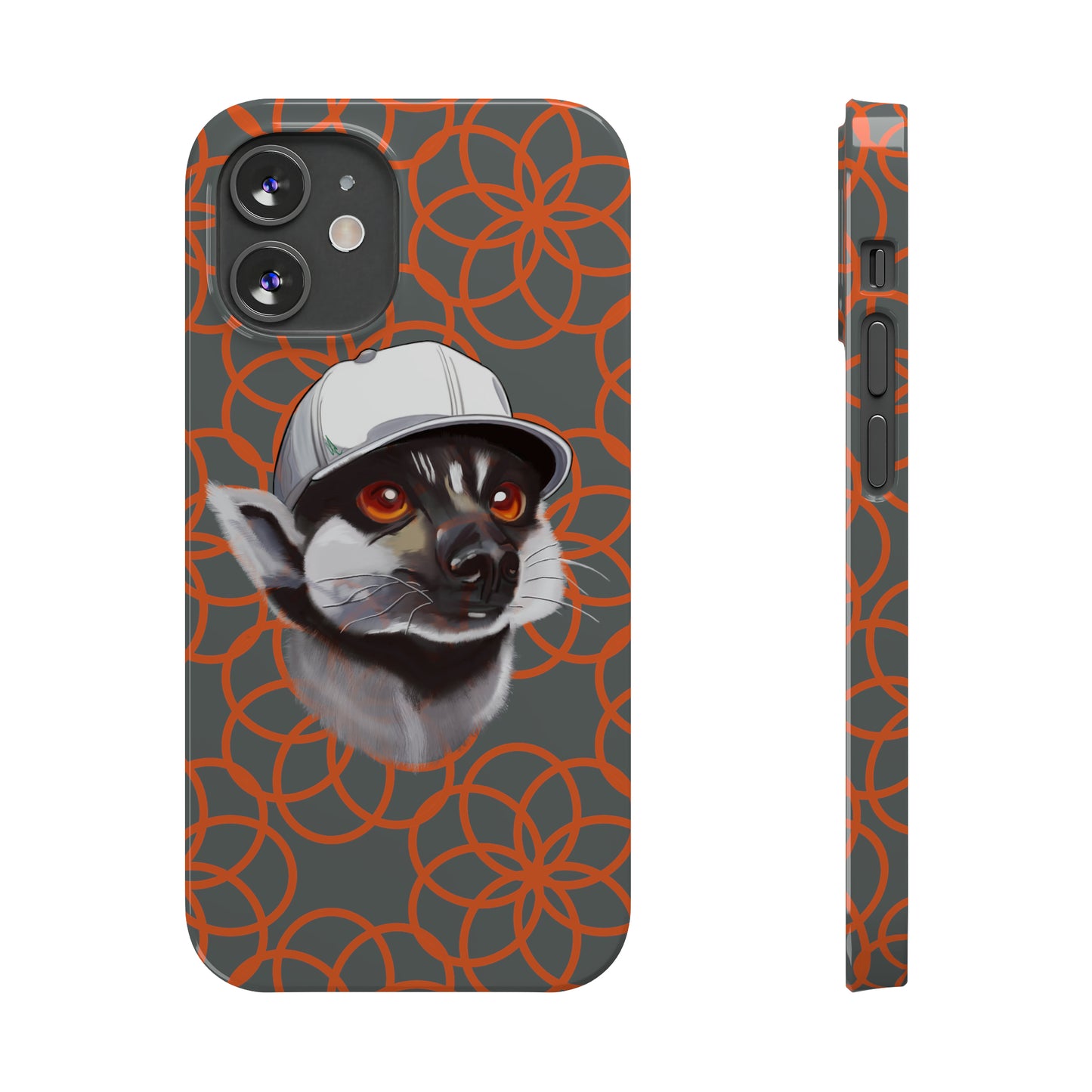 Lemur Elegance Slim iPhone Case - Hand-Drawn Artistry with Wireless Charging Support