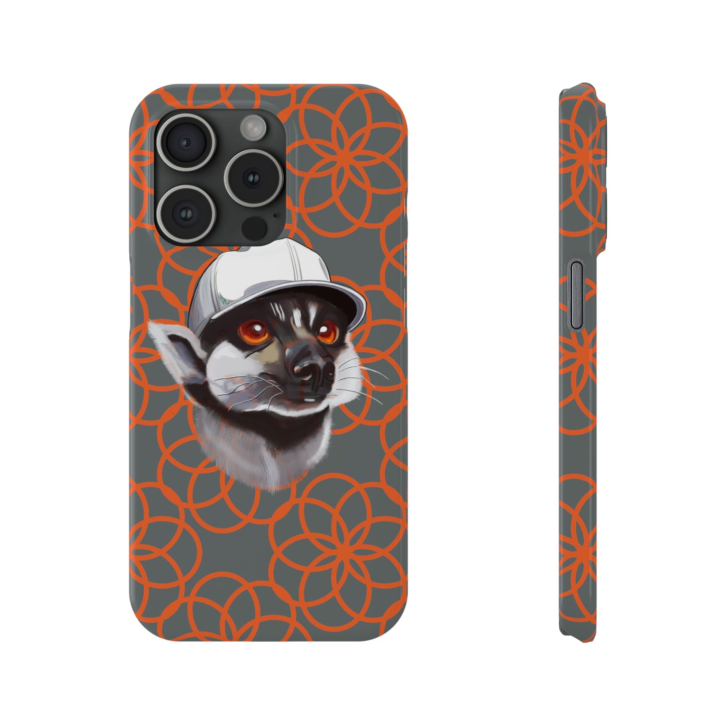 Lemur Elegance Slim iPhone Case - Hand-Drawn Artistry with Wireless Charging Support