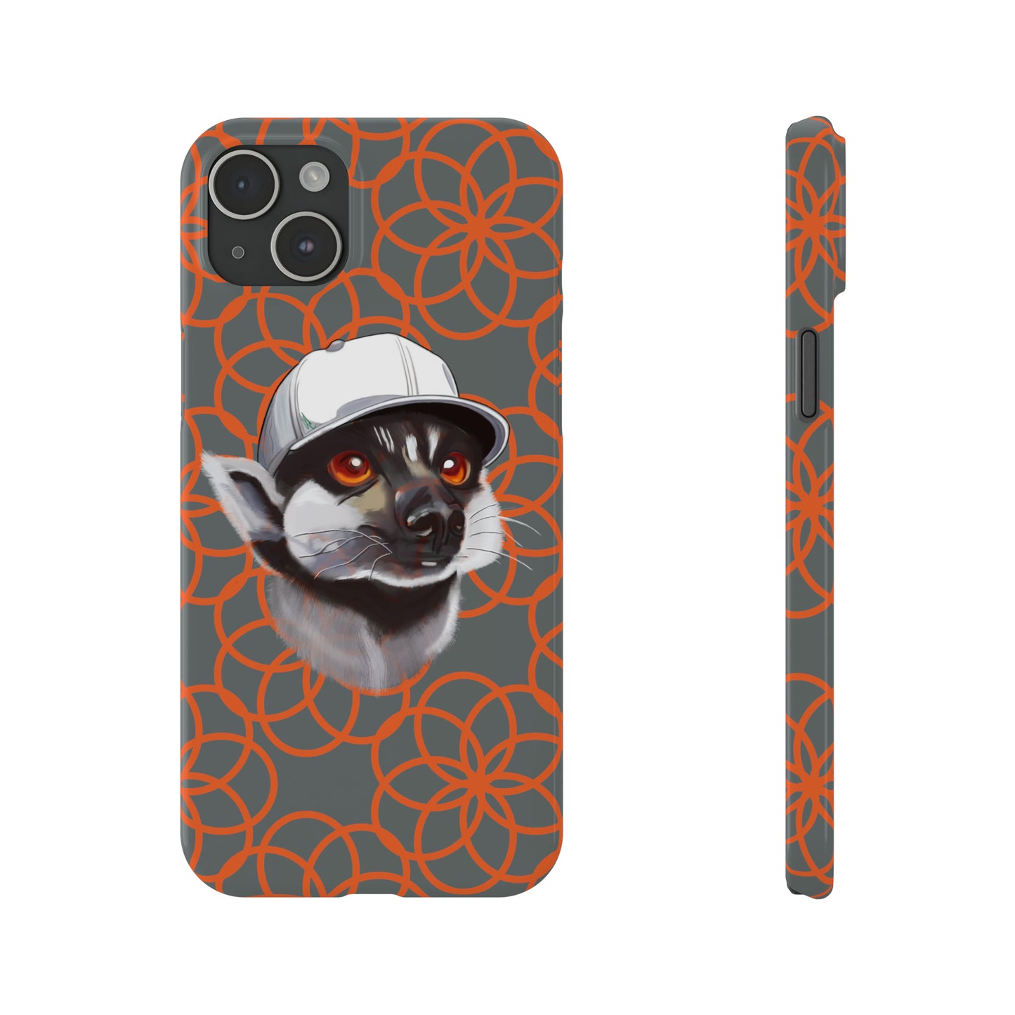 Lemur Elegance Slim iPhone Case - Hand-Drawn Artistry with Wireless Charging Support