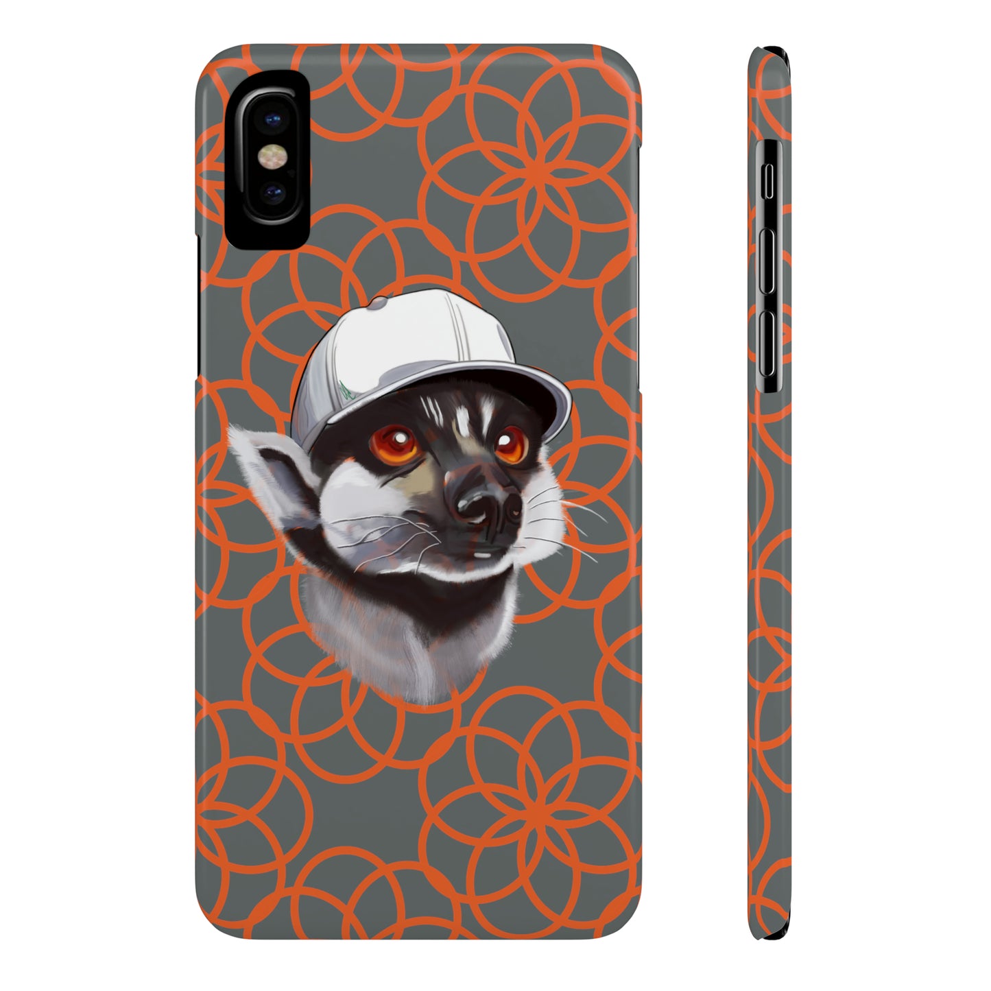 Lemur Elegance Slim iPhone Case - Hand-Drawn Artistry with Wireless Charging Support