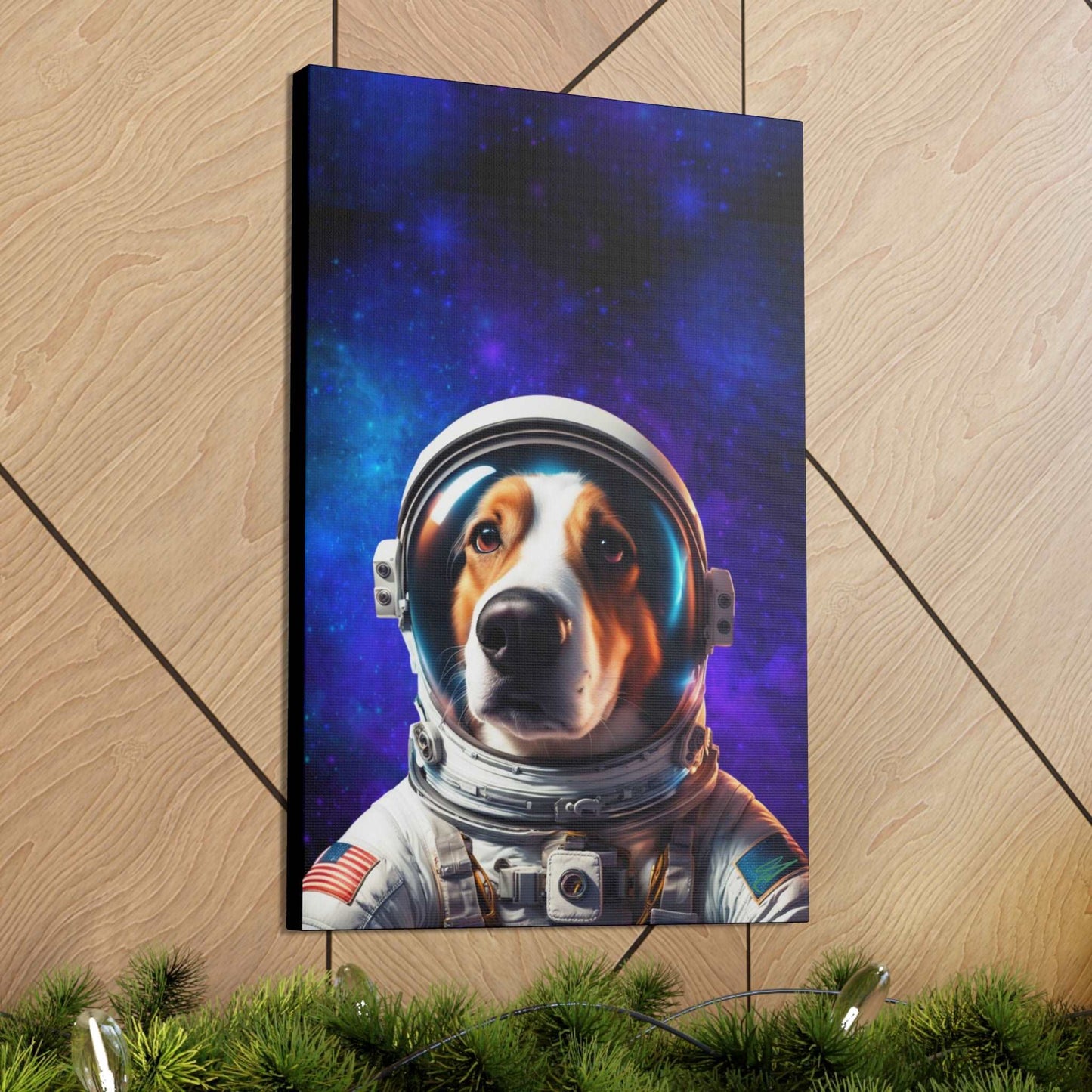 Starry Paws: Astronaut Dog in Space Canvas Print