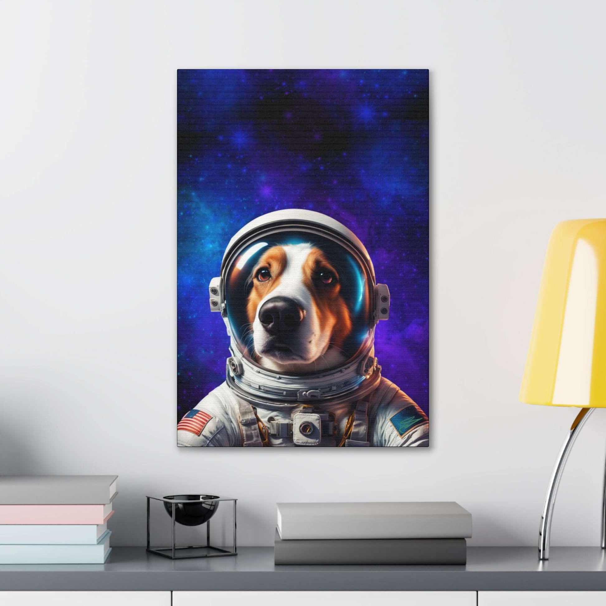 Starry Paws: Astronaut Dog in Space Canvas Print