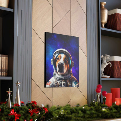 Starry Paws: Astronaut Dog in Space Canvas Print