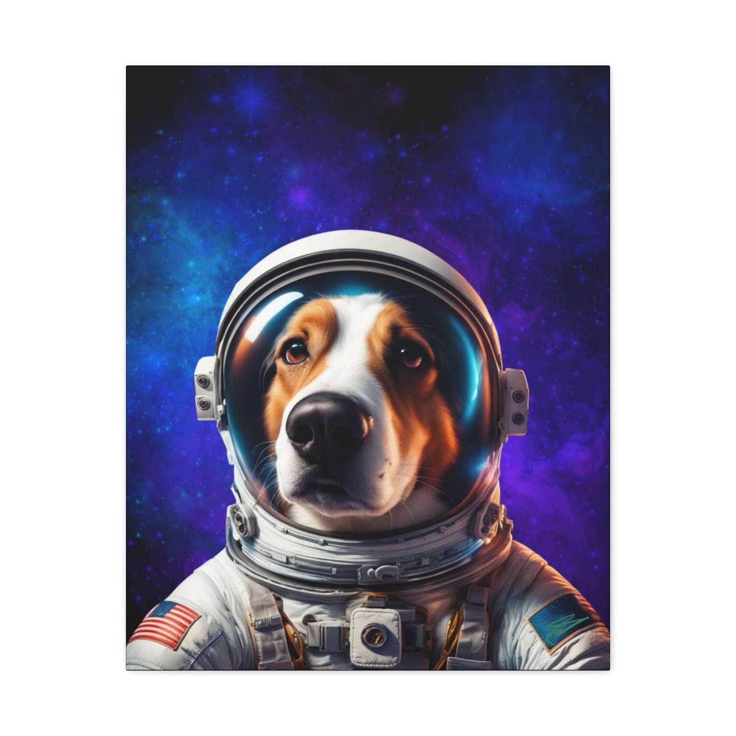 Starry Paws: Astronaut Dog in Space Canvas Print