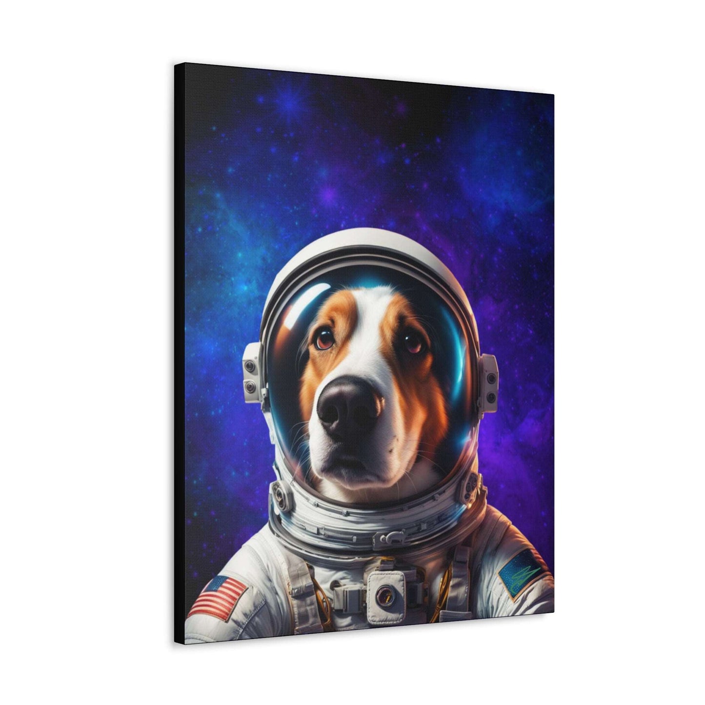 Starry Paws: Astronaut Dog in Space Canvas Print